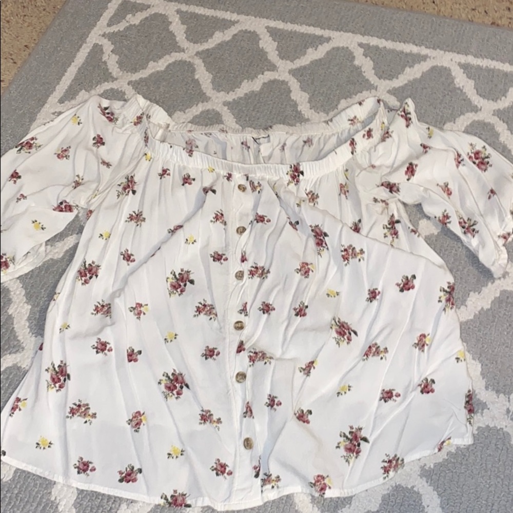 White floral off the shoulder top